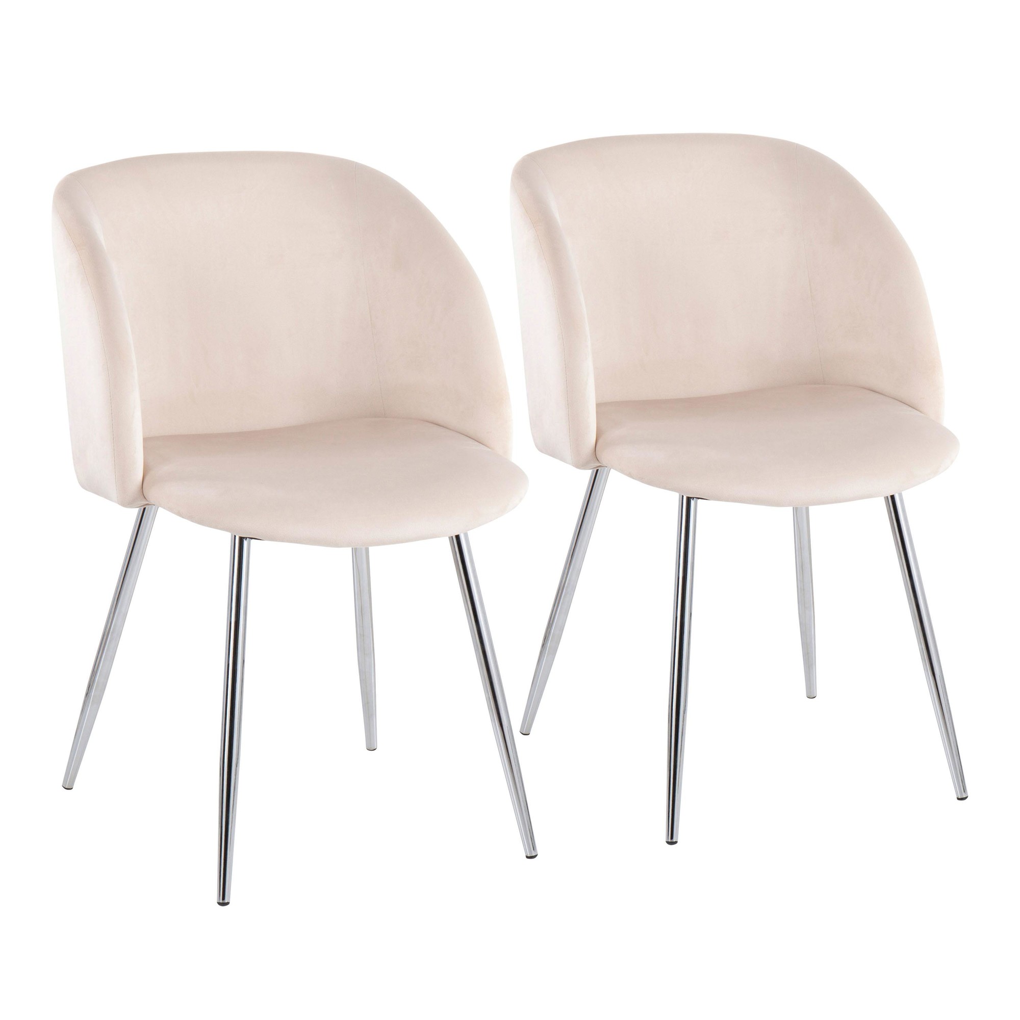 Fran Chrome and Cream Velvet Contemporary Accent Chairs (Set of 2) 4 Fran Chrome and Cream Velvet Contemporary Accent Chairs (Set of 2) - Image 4