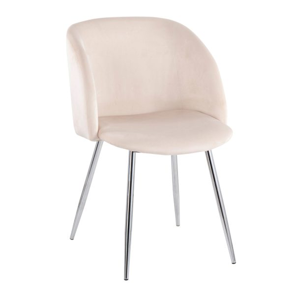 Fran Chrome and Cream Velvet Contemporary Accent Chairs Set of 2 4