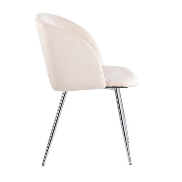 Fran Chrome and Cream Velvet Contemporary Accent Chairs Set of 2 5