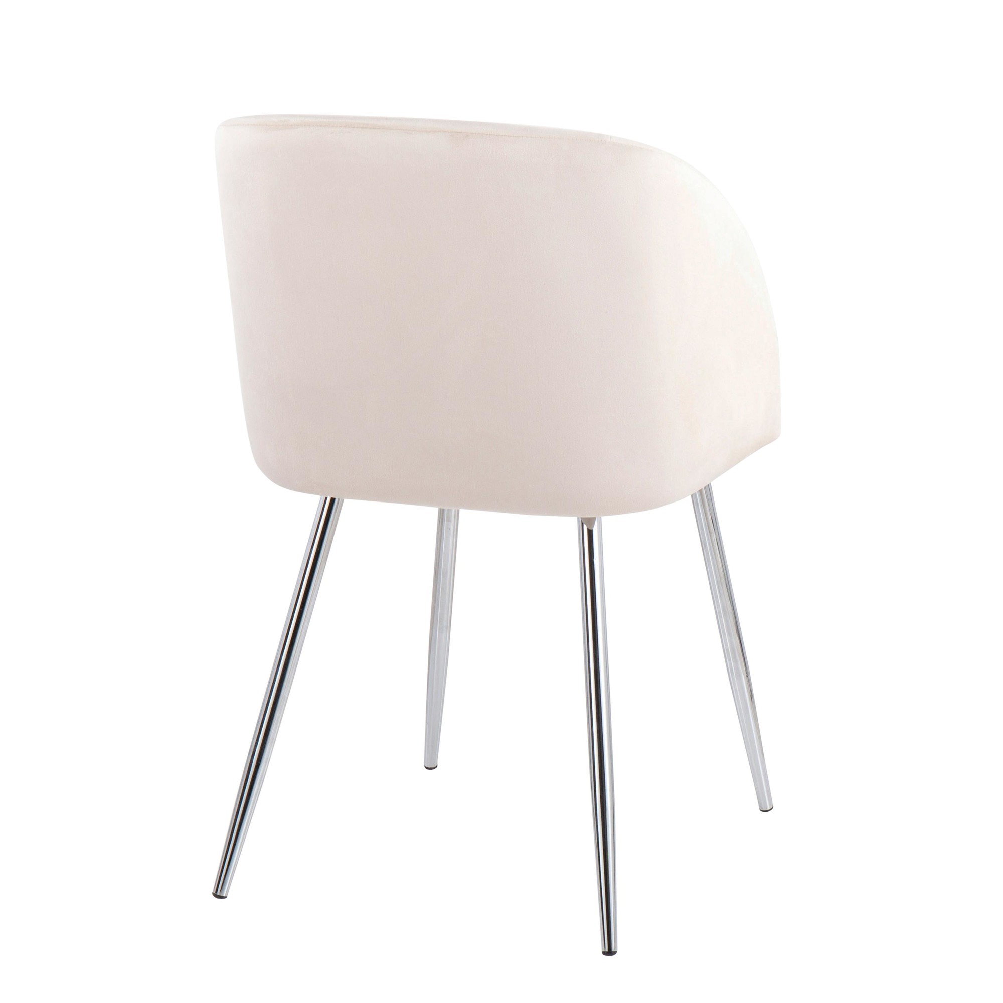 Fran Chrome and Cream Velvet Contemporary Accent Chairs (Set of 2) 7 Fran Chrome and Cream Velvet Contemporary Accent Chairs (Set of 2) - Image 7