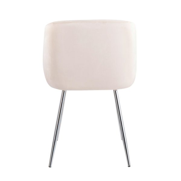 Fran Chrome and Cream Velvet Contemporary Accent Chairs Set of 2 7