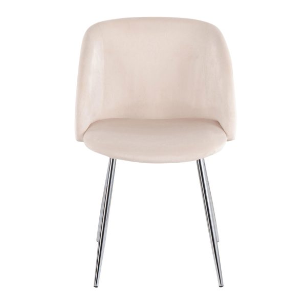 Fran Chrome and Cream Velvet Contemporary Accent Chairs Set of 2 8