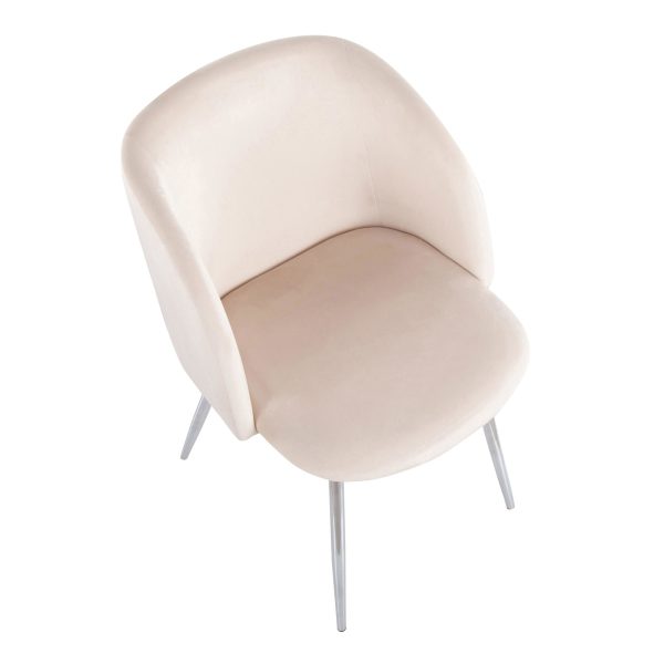 Fran Chrome and Cream Velvet Contemporary Accent Chairs Set of 2 9