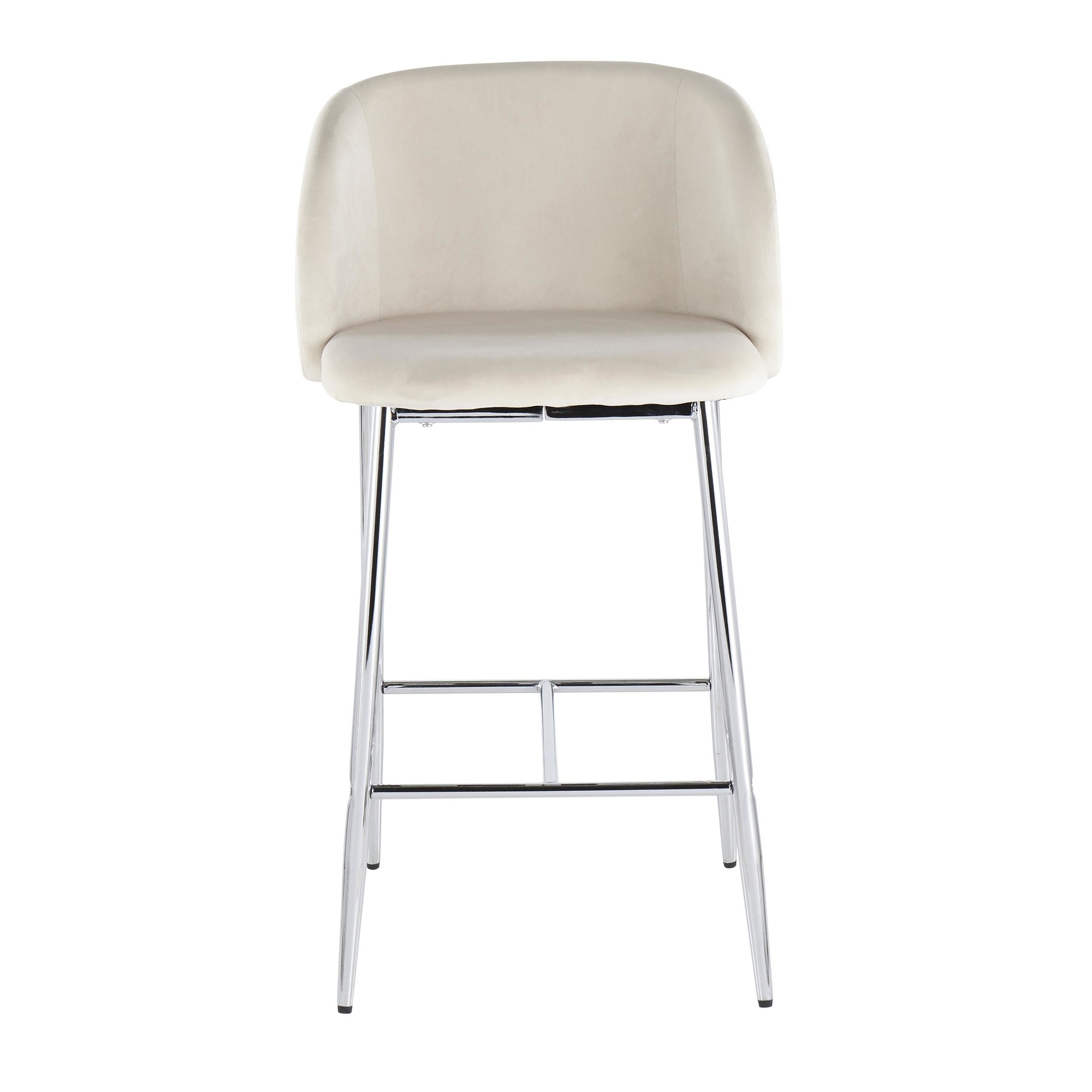 Fran Chrome and Cream Velvet Contemporary Counter Stools (Set of 2) 11 Fran Chrome and Cream Velvet Contemporary Counter Stools (Set of 2) - Image 11