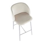Fran Chrome and Cream Velvet Contemporary Counter Stools (Set of 2) 26 Fran Chrome and Cream Velvet Contemporary Counter Stools (Set of 2)