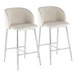 Fran Chrome and Cream Velvet Contemporary Counter Stools (Set of 2) 20 Fran Chrome and Cream Velvet Contemporary Counter Stools (Set of 2)