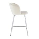 Fran Chrome and Cream Velvet Contemporary Counter Stools (Set of 2) 22 Fran Chrome and Cream Velvet Contemporary Counter Stools (Set of 2)