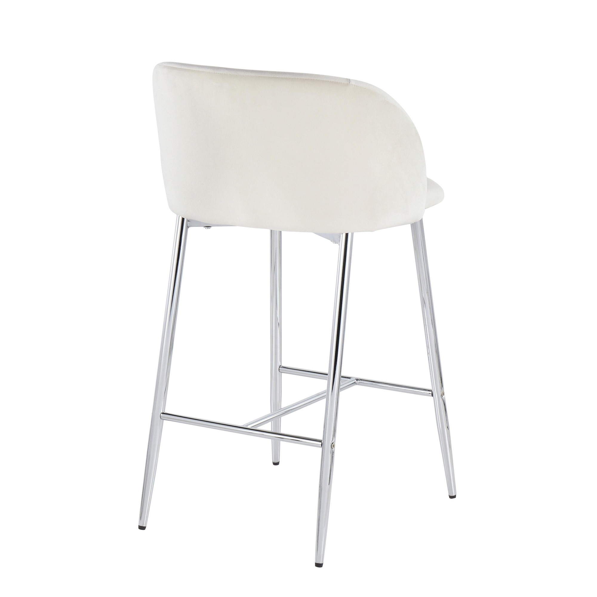 Fran Chrome and Cream Velvet Contemporary Counter Stools (Set of 2) 9 Fran Chrome and Cream Velvet Contemporary Counter Stools (Set of 2) - Image 9