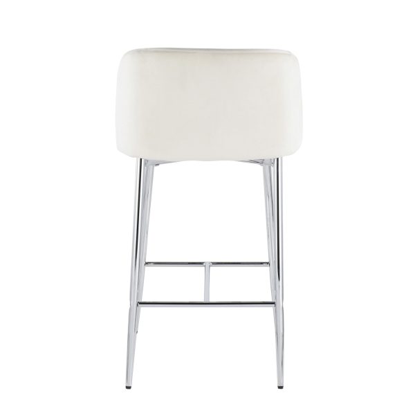 Fran Chrome and Cream Velvet Contemporary Counter Stools Set of 2 9