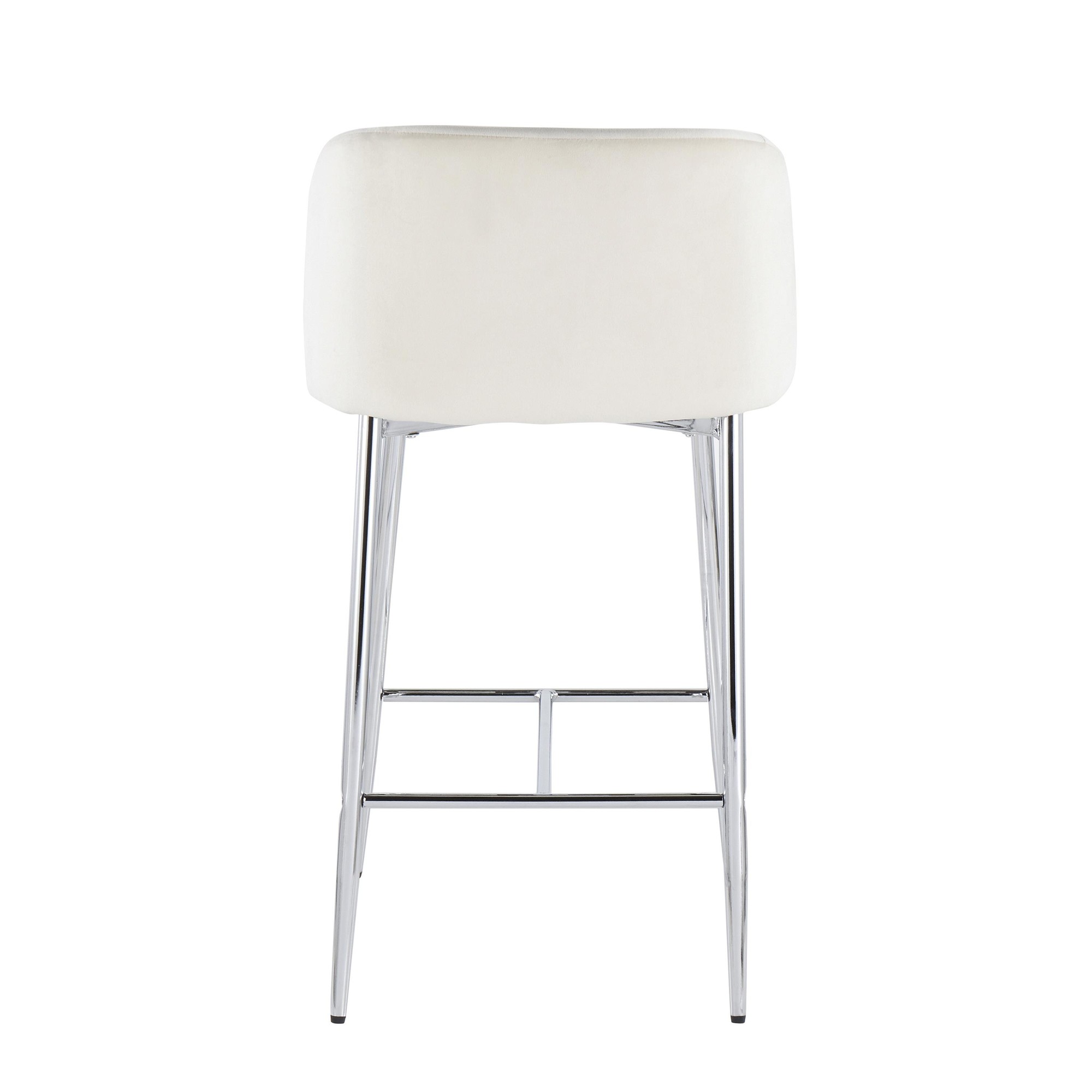 Fran Chrome and Cream Velvet Contemporary Counter Stools (Set of 2) 10 Fran Chrome and Cream Velvet Contemporary Counter Stools (Set of 2) - Image 10