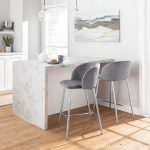 Fran Chrome and Grey Velvet Contemporary Counter Stool (Set of 2) 15 Fran Chrome and Grey Velvet Contemporary Counter Stool (Set of 2)