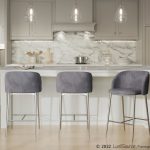 Fran Chrome and Grey Velvet Contemporary Counter Stool (Set of 2) 14 Fran Chrome and Grey Velvet Contemporary Counter Stool (Set of 2)