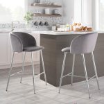 Fran Chrome and Grey Velvet Contemporary Counter Stool (Set of 2) 17 Fran Chrome and Grey Velvet Contemporary Counter Stool (Set of 2)