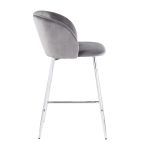 Fran Chrome and Grey Velvet Contemporary Counter Stool (Set of 2) 20 Fran Chrome and Grey Velvet Contemporary Counter Stool (Set of 2)