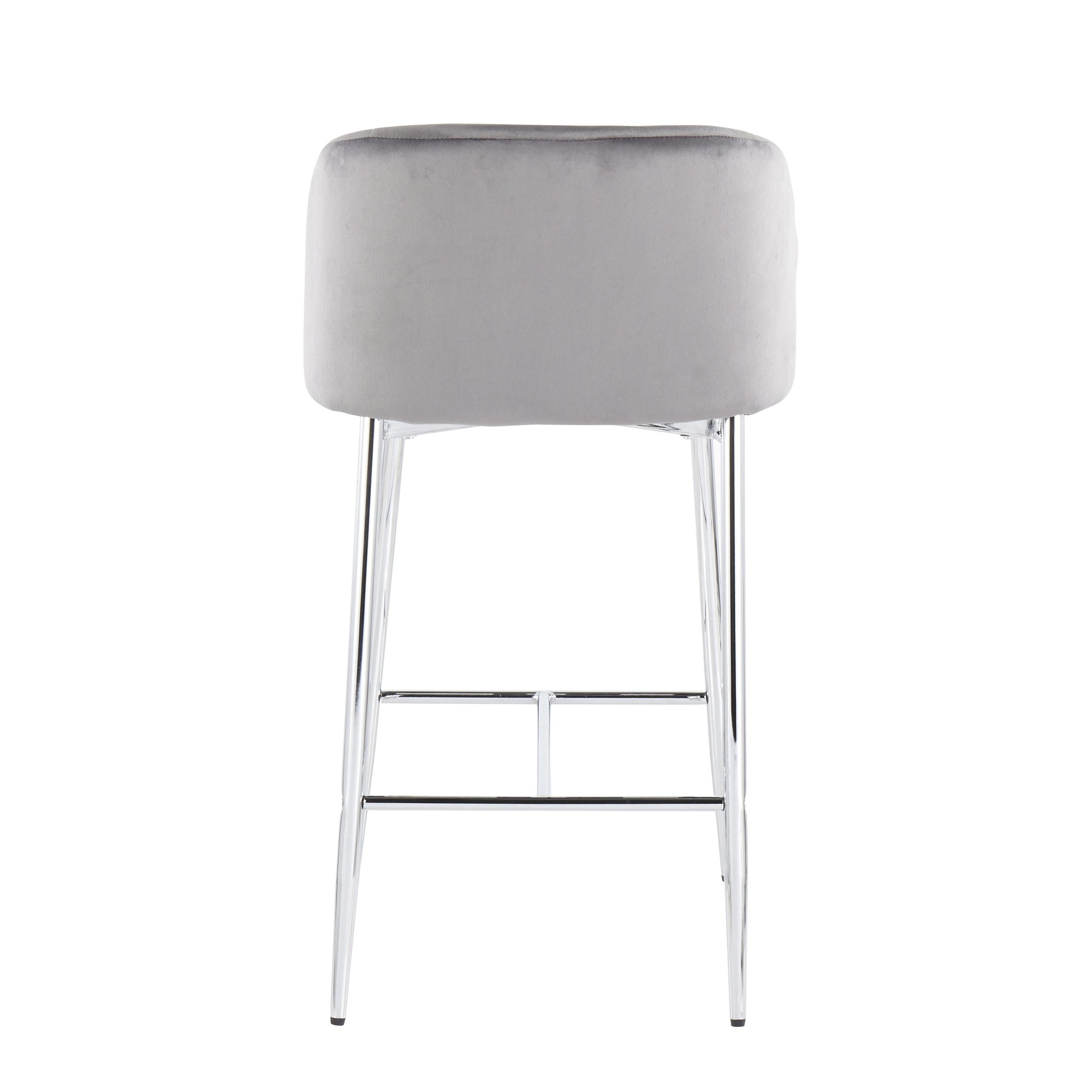 Fran Chrome and Grey Velvet Contemporary Counter Stool (Set of 2) 9 Fran Chrome and Grey Velvet Contemporary Counter Stool (Set of 2) - Image 9
