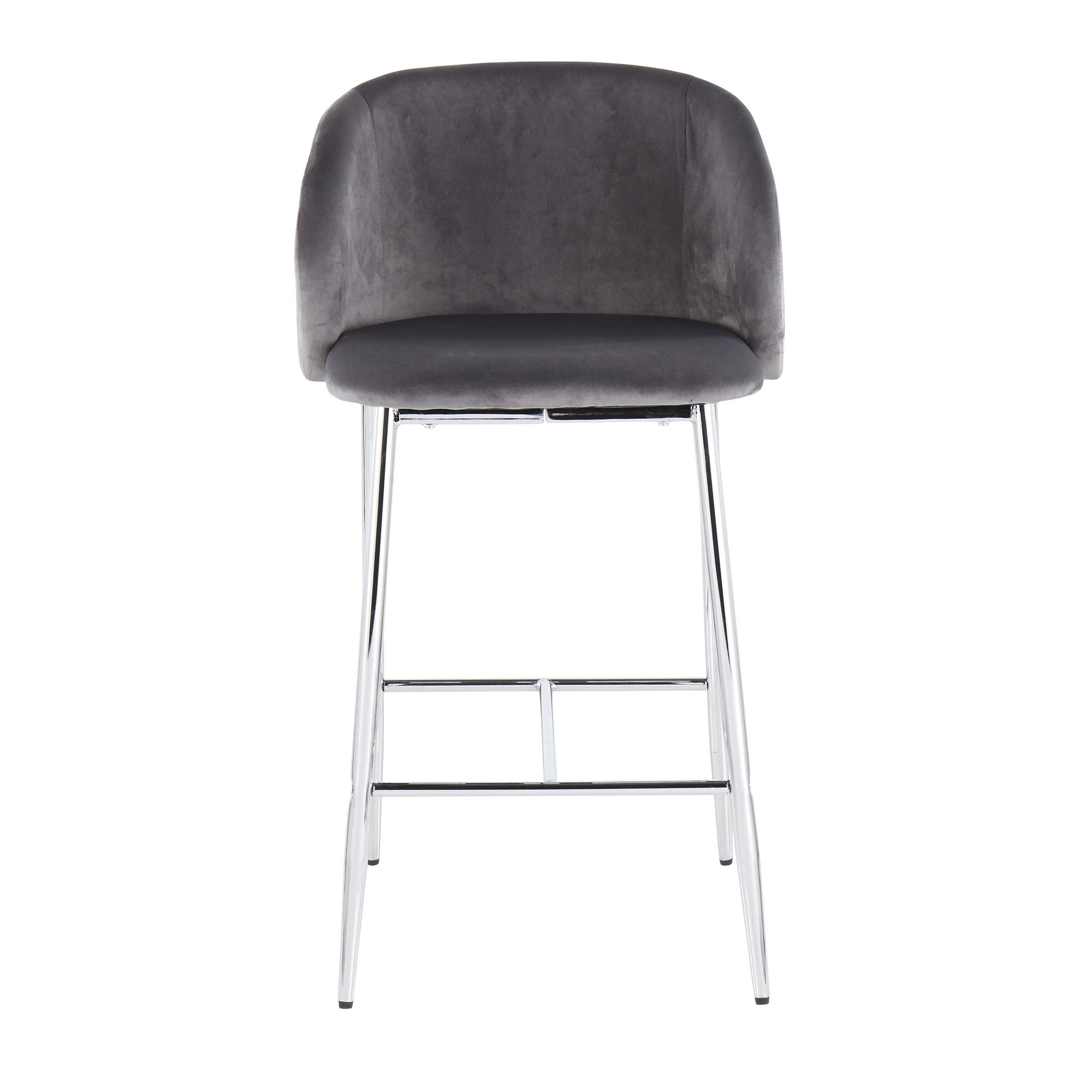 Fran Chrome and Grey Velvet Contemporary Counter Stool (Set of 2) 10 Fran Chrome and Grey Velvet Contemporary Counter Stool (Set of 2) - Image 10