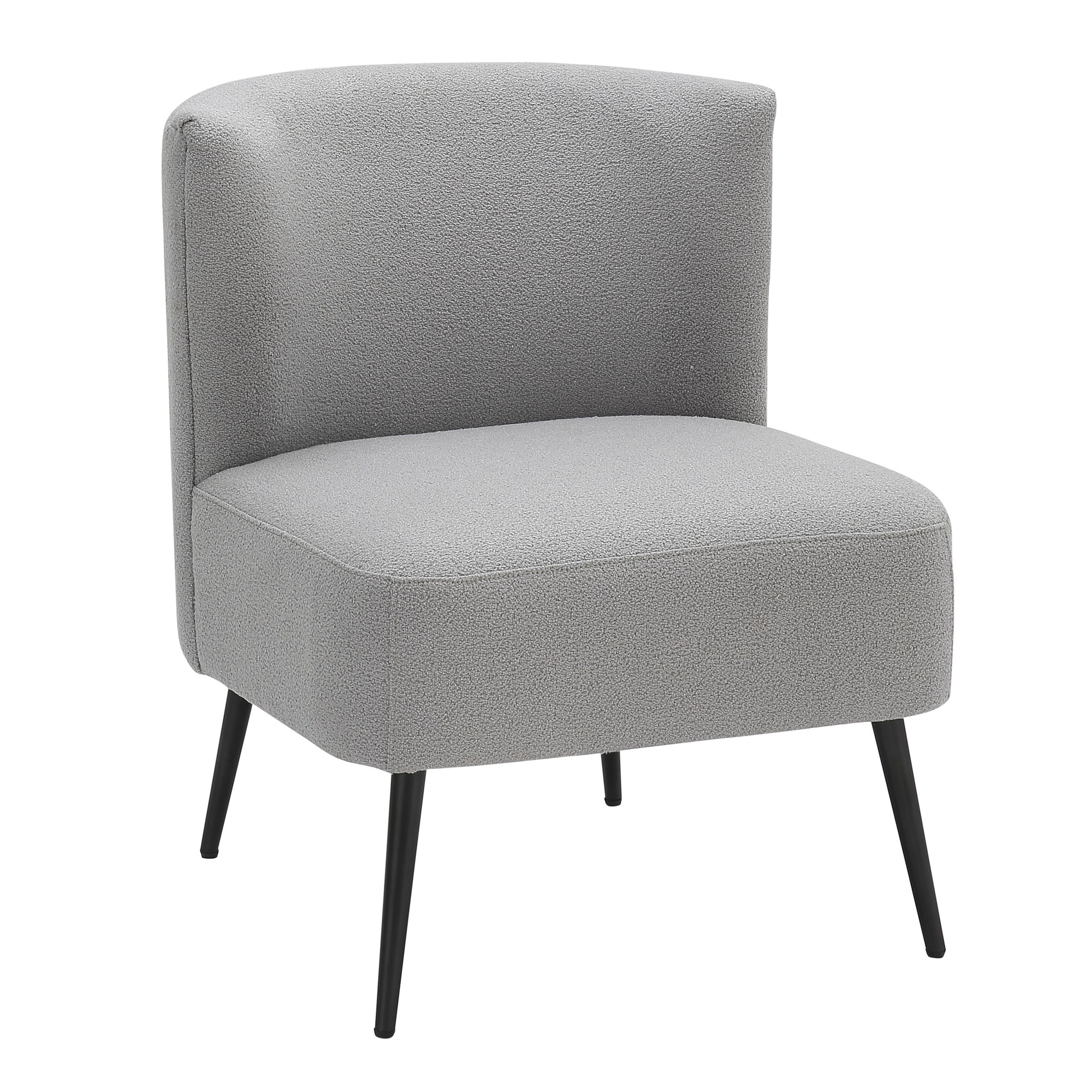 Fran Contemporary Black Metal Light Grey Sherpa Slipper Chair 3 Fran Contemporary Black Metal Light Grey Sherpa Slipper Chair - Image 3