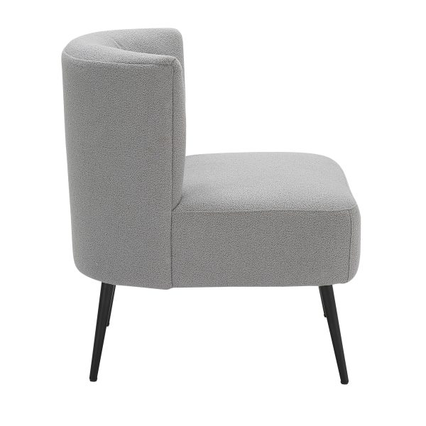 Fran Contemporary Black Metal Light Grey Sherpa Slipper Chair 4
