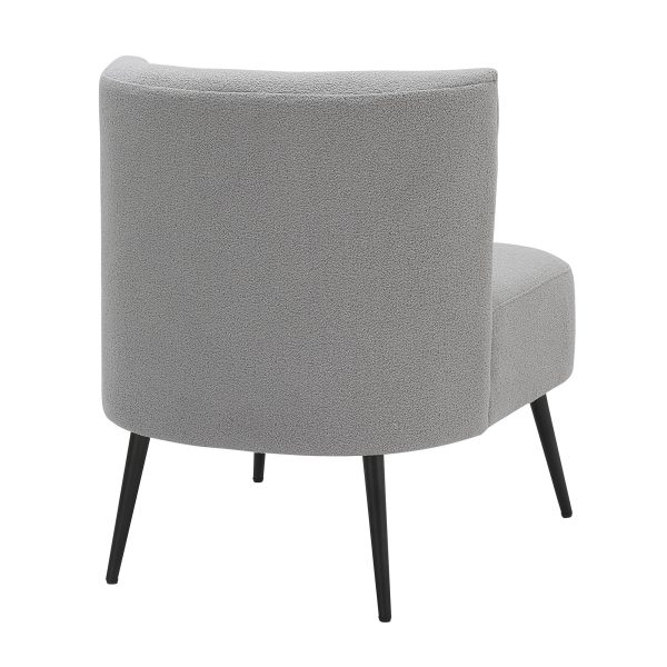 Fran Contemporary Black Metal Light Grey Sherpa Slipper Chair 5