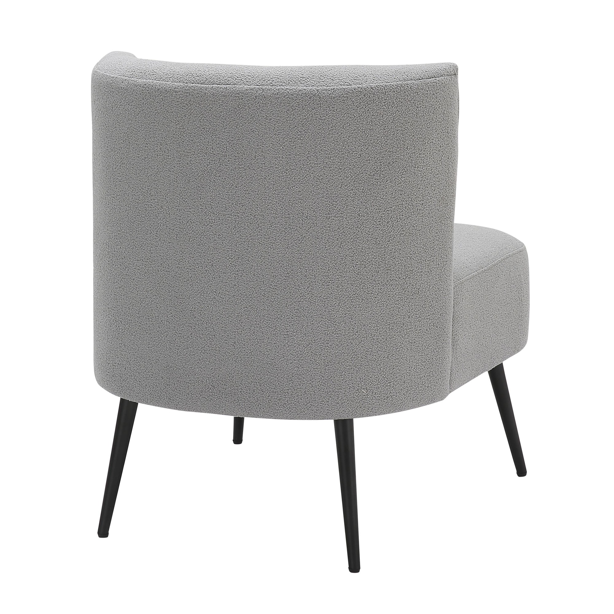 Fran Contemporary Black Metal Light Grey Sherpa Slipper Chair 5 Fran Contemporary Black Metal Light Grey Sherpa Slipper Chair - Image 5