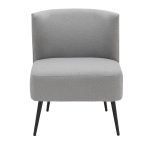 Fran Contemporary Black Metal Light Grey Sherpa Slipper Chair 17 Fran Contemporary Black Metal Light Grey Sherpa Slipper Chair