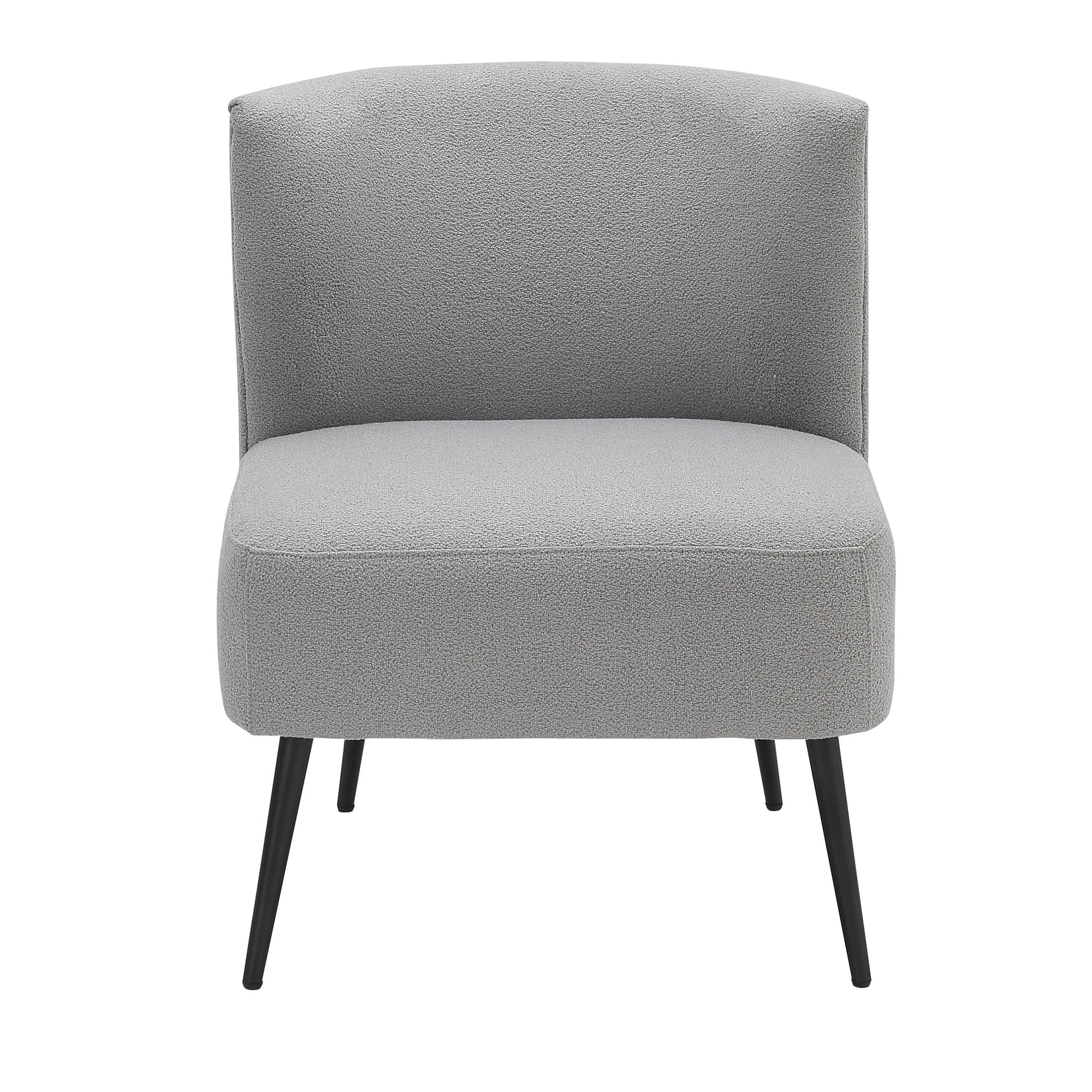Fran Contemporary Black Metal Light Grey Sherpa Slipper Chair 7 Fran Contemporary Black Metal Light Grey Sherpa Slipper Chair - Image 7