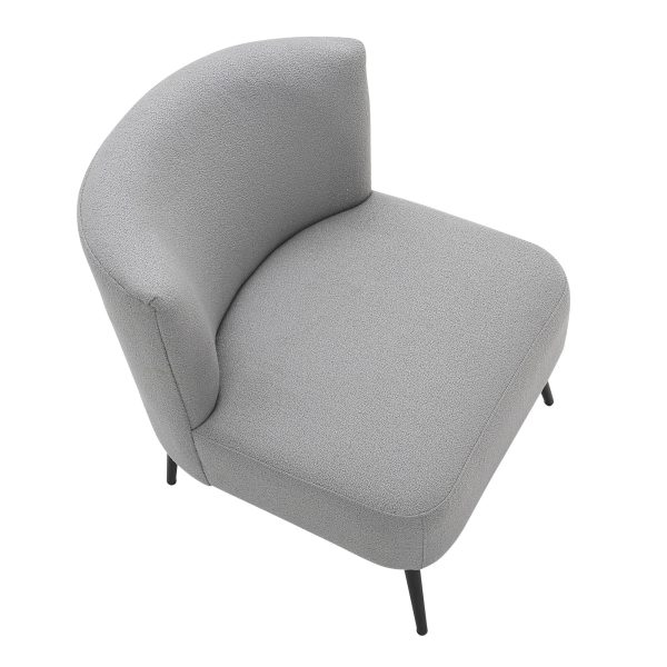 Fran Contemporary Black Metal Light Grey Sherpa Slipper Chair 8