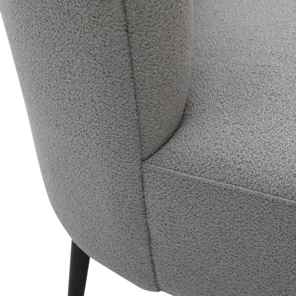 Fran Contemporary Black Metal Light Grey Sherpa Slipper Chair 9