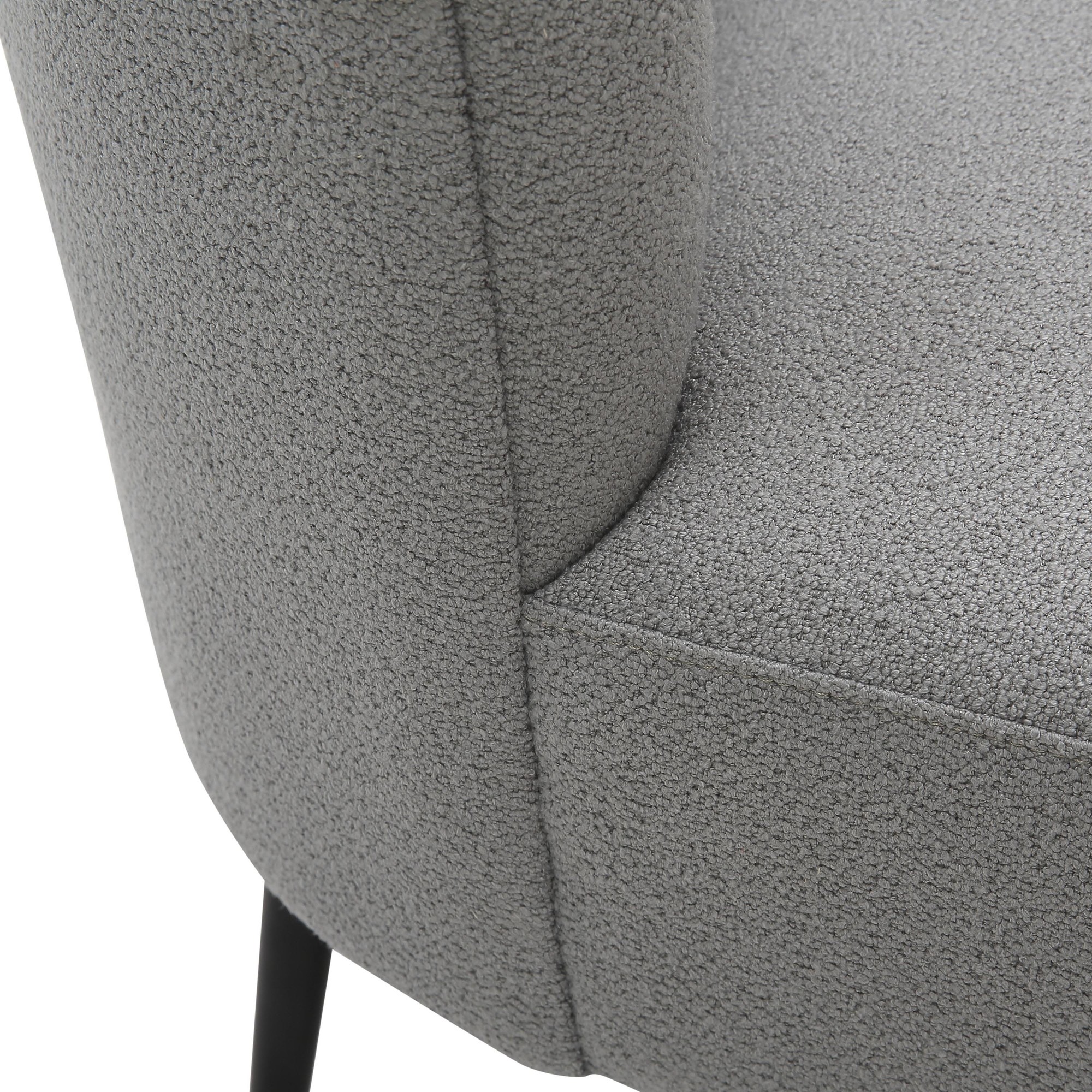 Fran Contemporary Black Metal Light Grey Sherpa Slipper Chair 9 Fran Contemporary Black Metal Light Grey Sherpa Slipper Chair - Image 9