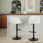 Fran Contemporary Black Metal White Faux Leather Barstool (Set of 2)