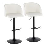 Fran Contemporary Black Metal White Faux Leather Barstool (Set of 2)