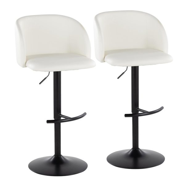 Fran Contemporary Black Metal White Faux Leather Barstool Set of 2 2
