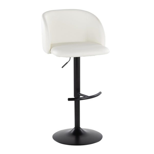 Fran Contemporary Black Metal White Faux Leather Barstool Set of 2 3