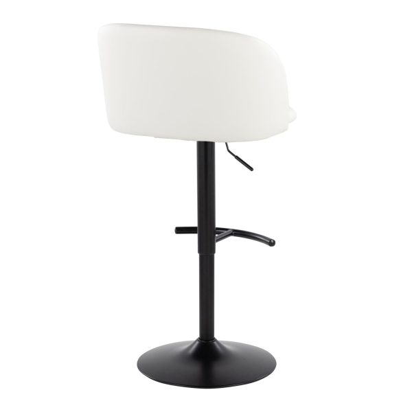 Fran Contemporary Black Metal White Faux Leather Barstool Set of 2 5