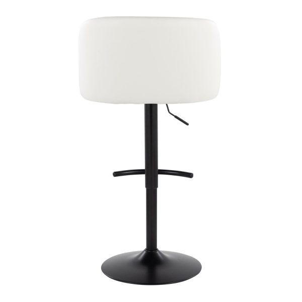 Fran Contemporary Black Metal White Faux Leather Barstool Set of 2 6