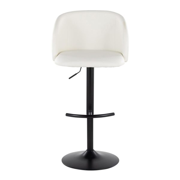 Fran Contemporary Black Metal White Faux Leather Barstool Set of 2 7