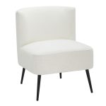 Fran Contemporary Black Metal White Sherpa Slipper Accent Chair 14 Fran Contemporary Black Metal White Sherpa Slipper Accent Chair