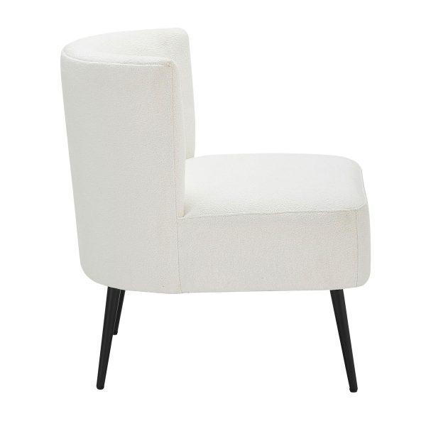 Fran Contemporary Black Metal White Sherpa Slipper Accent Chair 3