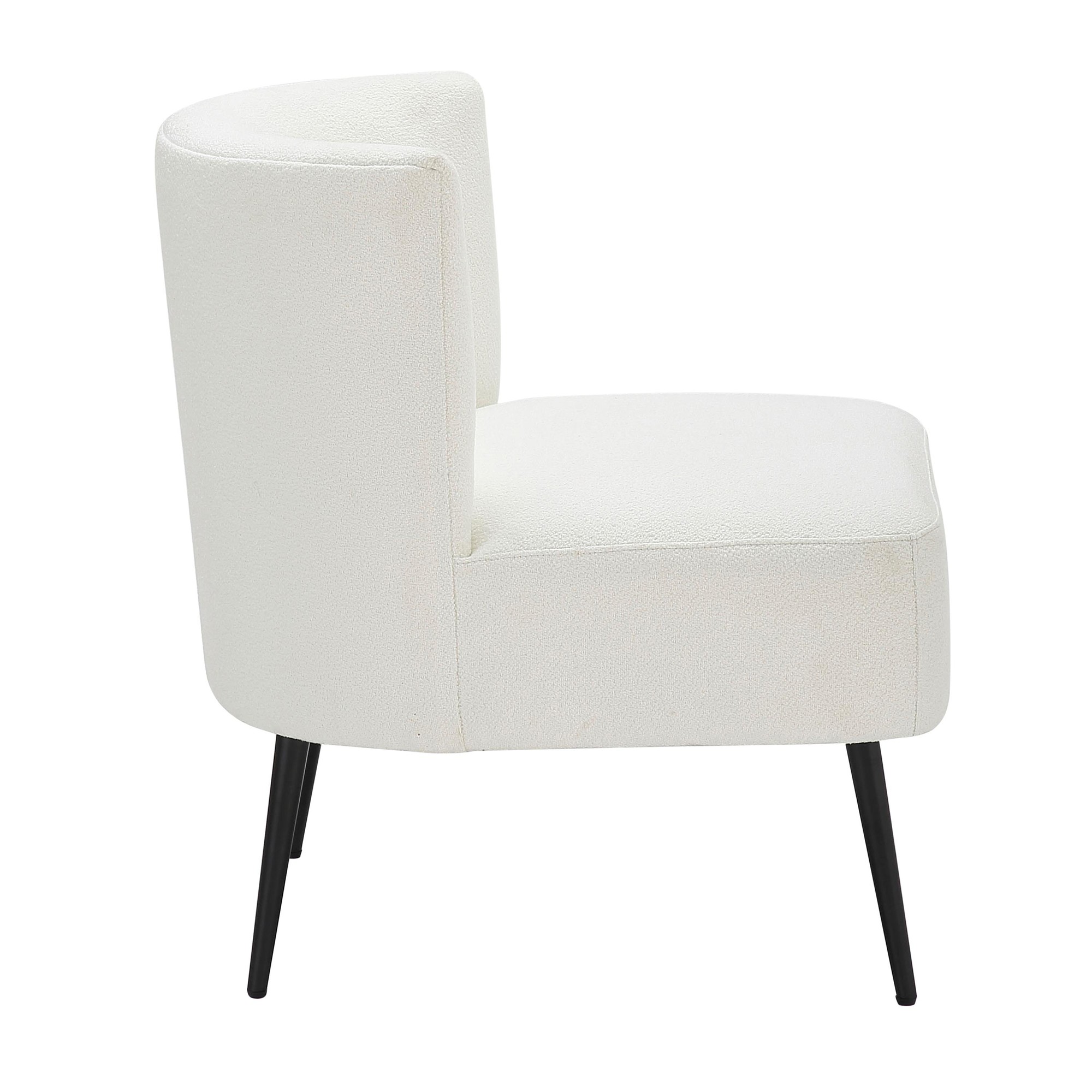 Fran Contemporary Black Metal White Sherpa Slipper Accent Chair 4 Fran Contemporary Black Metal White Sherpa Slipper Accent Chair - Image 4
