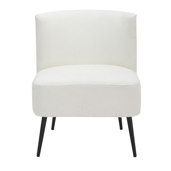 Fran Contemporary Black Metal White Sherpa Slipper Accent Chair 6