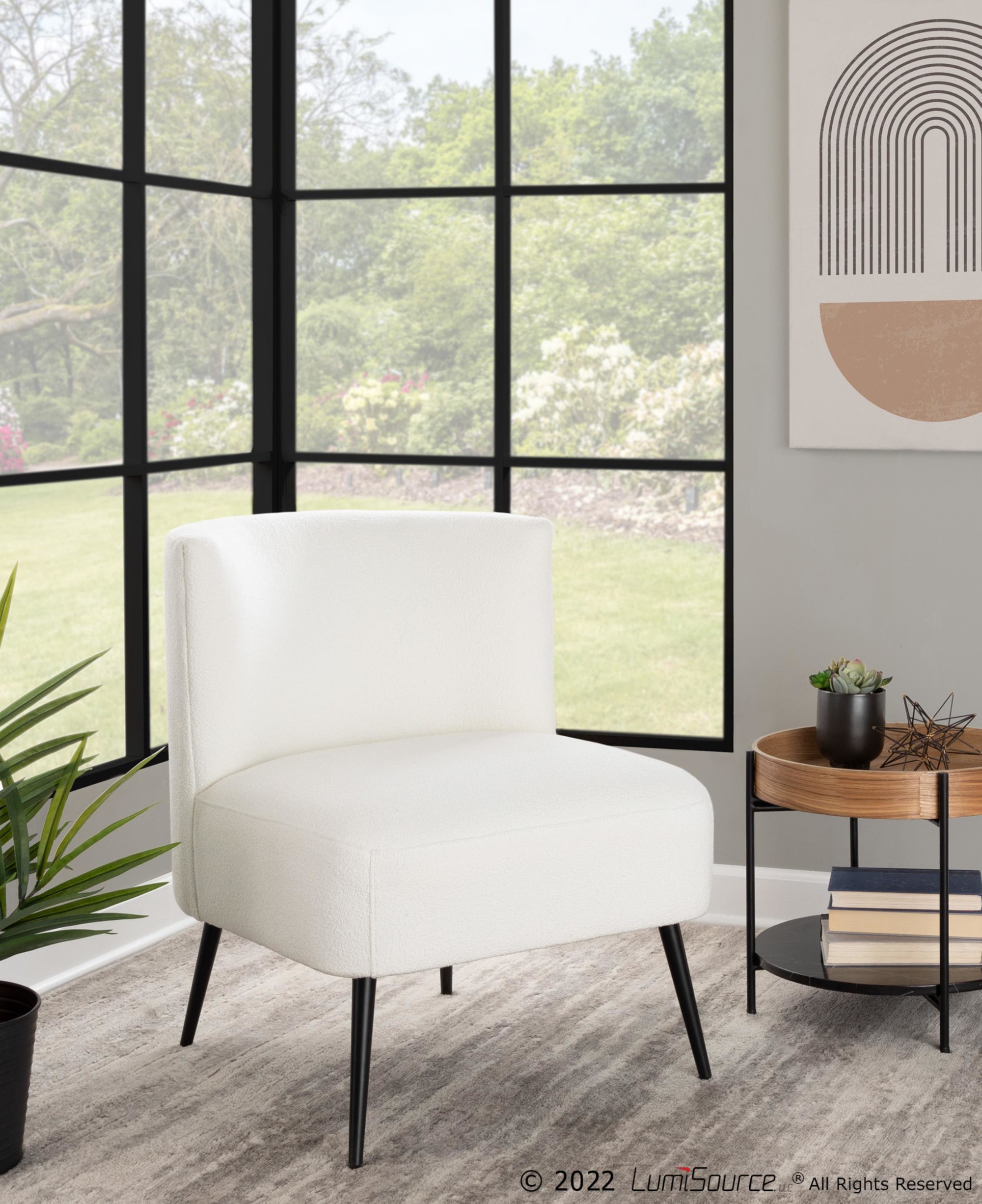 Fran Contemporary Black Metal White Sherpa Slipper Accent Chair 1 Fran Contemporary Black Metal White Sherpa Slipper Accent Chair