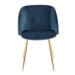 Fran Contemporary Blue Velvet Dining Chairs Gold (Set of 2)