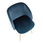 Fran Contemporary Blue Velvet Dining Chairs Gold (Set of 2)