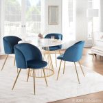 Fran Contemporary Blue Velvet Dining Chairs Gold (Set of 2)