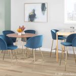 Fran Contemporary Blue Velvet Dining Chairs Gold (Set of 2)