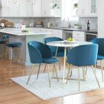 Fran Contemporary Blue Velvet Dining Chairs Gold (Set of 2)