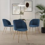 Fran Contemporary Blue Velvet Dining Chairs Gold (Set of 2)