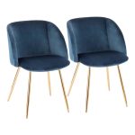 Fran Contemporary Blue Velvet Dining Chairs Gold (Set of 2)