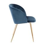 Fran Contemporary Blue Velvet Dining Chairs Gold (Set of 2)