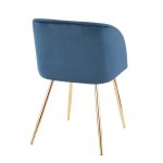 Fran Contemporary Blue Velvet Dining Chairs Gold (Set of 2)